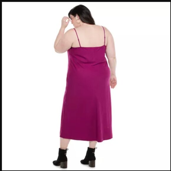 EVRI satin slip dress 2X purple patterned - Picture 2 of 9